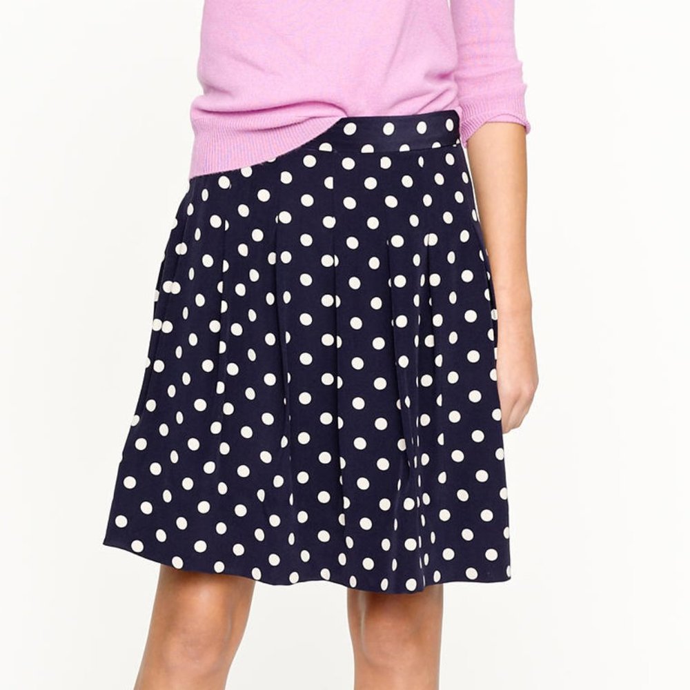 J. Crew Pleated Printed Polka Dot Skirt